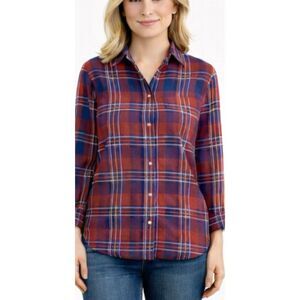 Lands End vintage cotton plaid button down size small